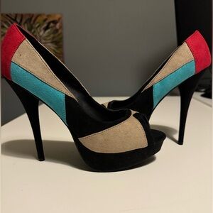 (Sold) Street Society Color Block 5.9 Inch High Heels Size 9 Only One Left!!